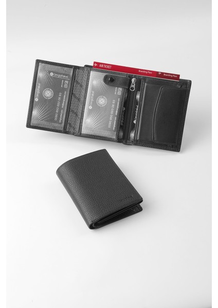 Hakiki Deri Erkek Cüzdan -13690 - Siyah