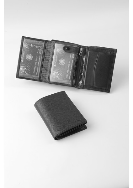 Hakiki Deri Erkek Cüzdan -13690 - Siyah