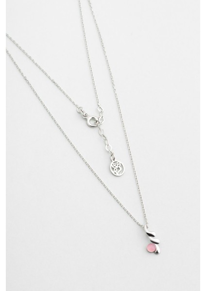 Kalsedon Serüveni 18 Ayar Beyaz Altın Kaplama 42 cm Gümüş Kolye