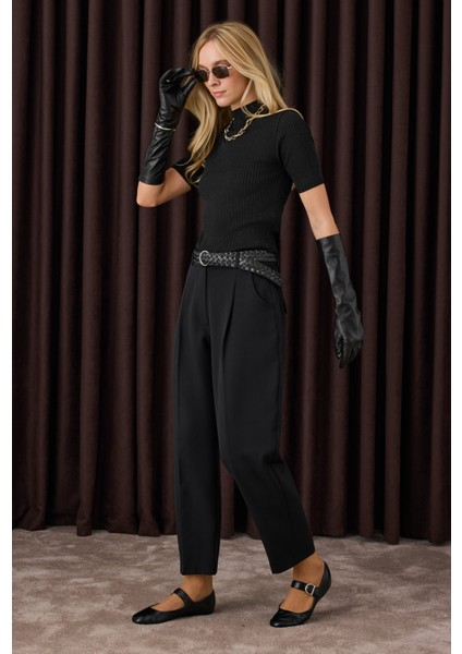 Havuç Kesim Pantolon Siyah