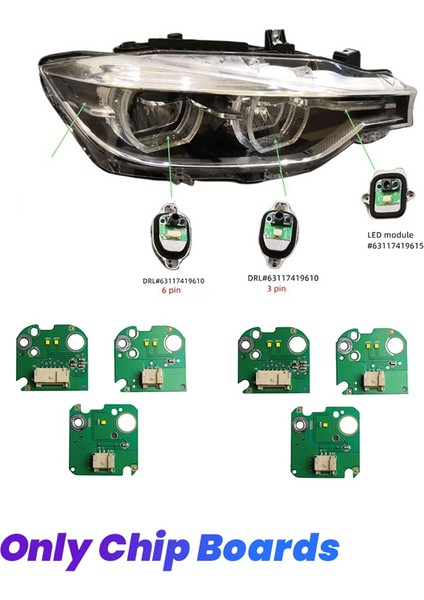 6pcs/set Araba Far LED Çip Bmw F30 F30 F31 F35 Lcı 2014-2019 63117419615 63117419610 (Yurt Dışından) modelleri