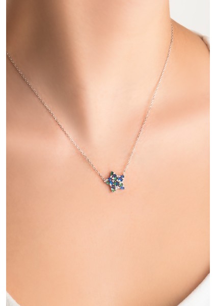 Yakamoz Yıldızı 18 Ayar Beyaz Altın Kaplama 45 cm Gümüş Kolye fiyatları