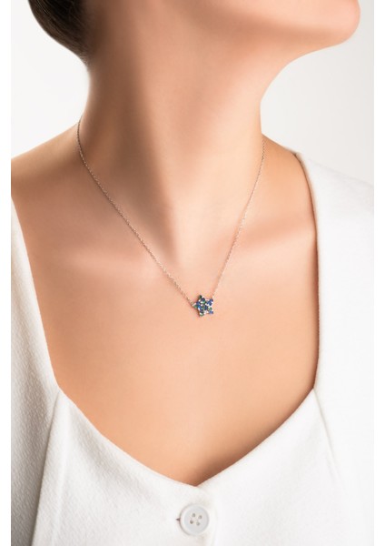 Yakamoz Yıldızı 18 Ayar Beyaz Altın Kaplama 45 cm Gümüş Kolye fırsatları