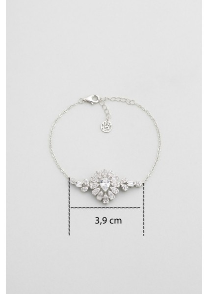 Düğün Çiçeği 18 Ayar Beyaz Altın Kaplama 19 cm Gümüş Bileklik fiyatları