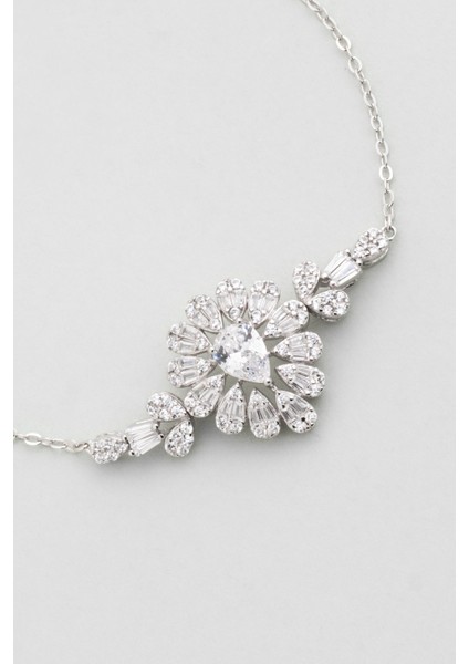 Düğün Çiçeği 18 Ayar Beyaz Altın Kaplama 19 cm Gümüş Bileklik modelleri