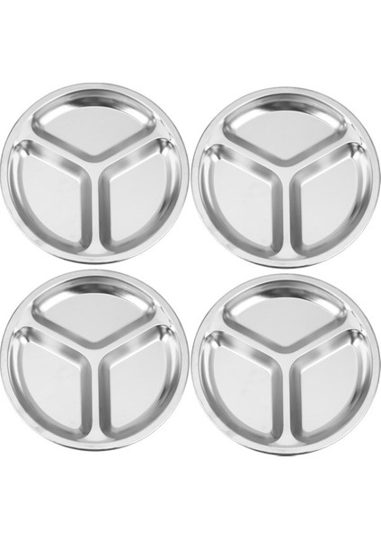 4x Paslanmaz Çelik 3 Bölüm Yuvarlak Bölünmüş Tabak Snack Yemek Tabağı Çapı 24 cm (Yurt Dışından) fiyatları