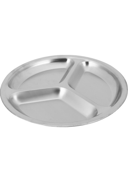 4x Paslanmaz Çelik 3 Bölüm Yuvarlak Bölünmüş Tabak Snack Yemek Tabağı Çapı 24 cm (Yurt Dışından) fırsatları