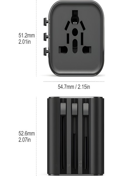 200+ÜLKE 25W Global Seyahat Şarj Aleti - 2 Usb-A, 3 Type-C, 1 Ac Priz Adaptörü Çoğaltıcı fırsatları