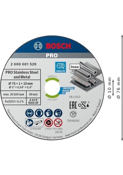 Professional Accessories 5 Adet Kesme Diski (Inox Uzmanı, 10 mm Yuvalı Açılı Taşlama Makinesi Için Aksesuar) fiyatları
