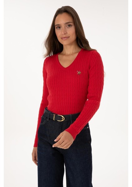 TK03-BSK25 U.s Polo Assn. Kadın Kazak 2226089 Basıc Kırmızı fiyatları