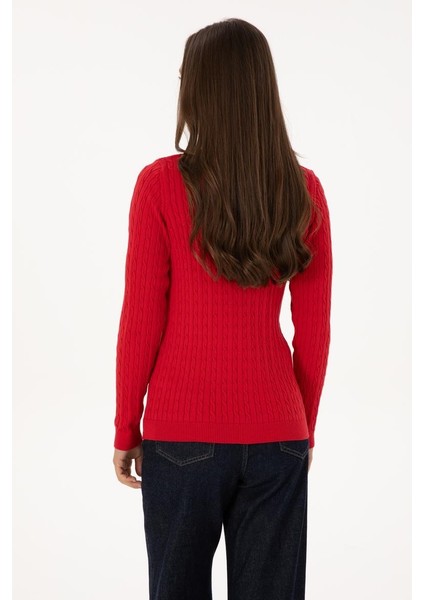 TK03-BSK25 U.s Polo Assn. Kadın Kazak 2226089 Basıc Kırmızı fırsatları