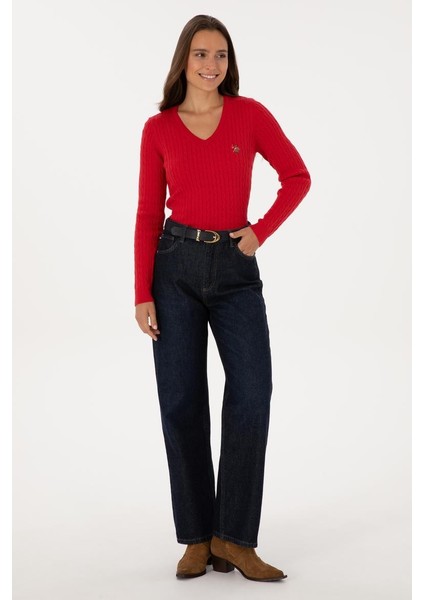 TK03-BSK25 U.s Polo Assn. Kadın Kazak 2226089 Basıc Kırmızı indirimleri