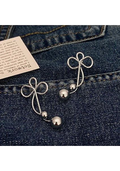 Bükülmüş Çiçekli Inci Püsküllü Fişkili Küpeler (Yurt Dışından)