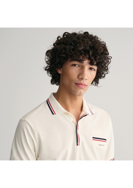 Erkek Krem Regular Fit Çizgili Polo indirimleri