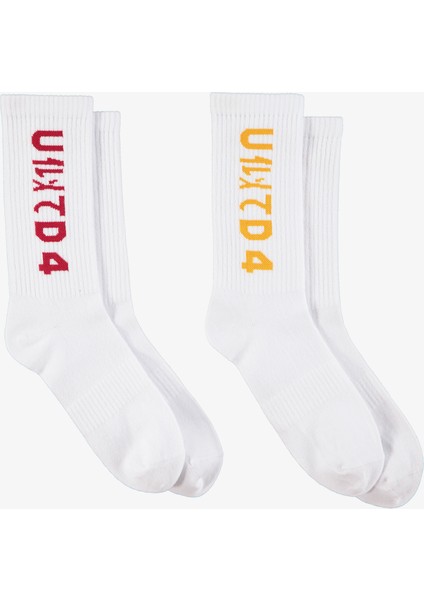 Unıted4 Classic Unisex Beyaz 2'li Çorap
