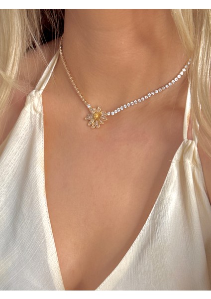 Çelik Dönmeyen Su Yolu Kolye Zirkon Taşlı Kolye