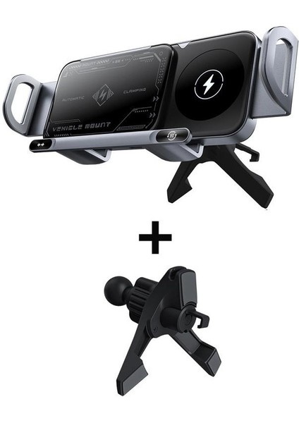 Katlanır Ekran Cep Telefonu Araç Montajı Dönen Navigasyon Manyetik Kablosuz Şarj Standı (Yurt Dışından)