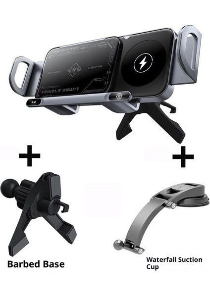 Katlanır Ekran Cep Telefonu Araç Montajı Dönen Navigasyon Manyetik Kablosuz Şarj Standı (Yurt Dışından)