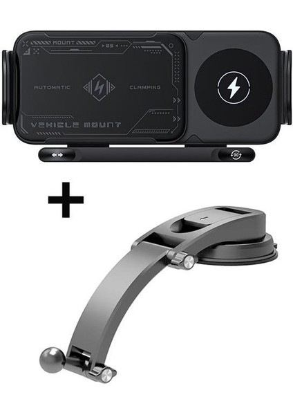 Katlanır Ekran Cep Telefonu Araç Montajı Dönen Navigasyon Manyetik Kablosuz Şarj Standı (Yurt Dışından)