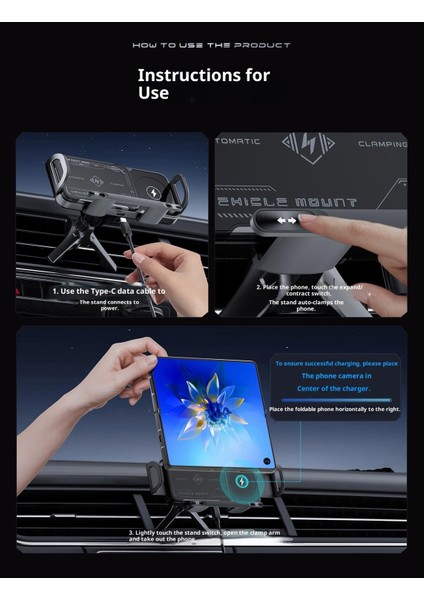 Katlanır Ekran Cep Telefonu Araç Montajı Dönen Navigasyon Manyetik Kablosuz Şarj Standı (Yurt Dışından) fırsatları