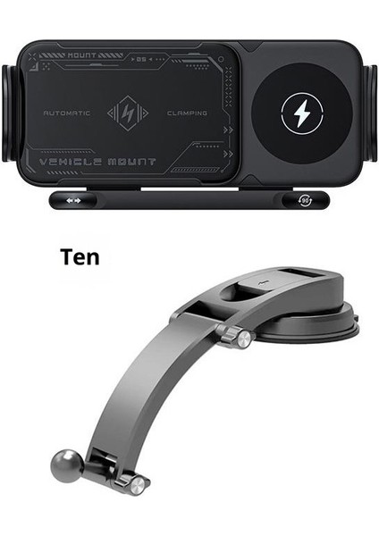 Katlanır Ekran Cep Telefonu Araç Montajı Dönen Navigasyon Manyetik Kablosuz Şarj Standı (Yurt Dışından)