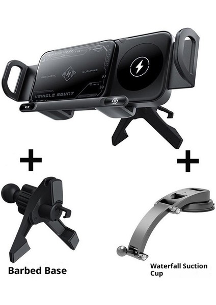 Katlanır Ekran Cep Telefonu Araç Montajı Dönen Navigasyon Manyetik Kablosuz Şarj Standı (Yurt Dışından)
