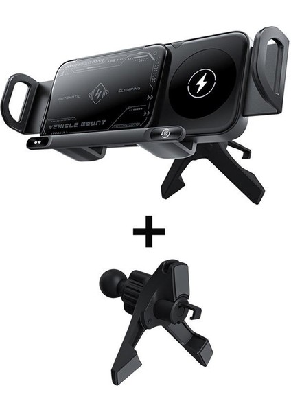 Katlanır Ekran Cep Telefonu Araç Montajı Dönen Navigasyon Manyetik Kablosuz Şarj Standı (Yurt Dışından)