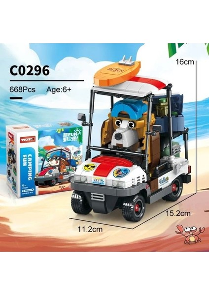 C0296 Hayvan Kamp Arabası Plaj Arabası Yapı Taşları Tuğla Seti PCS:668 Parça fiyatları