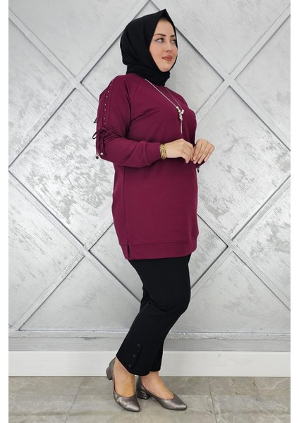 Kadın Kolu Aksesuar Detaylı Tesettür Tunik
