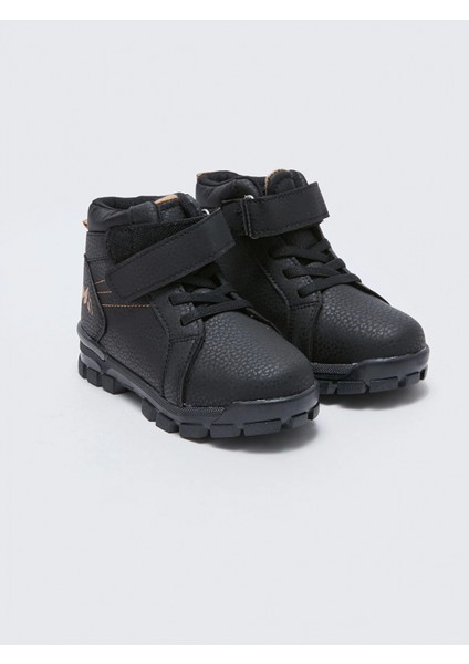 Lcw Steps Siyah Deri Görünümlü Cırt Cırtlı Erkek Bebek Bot