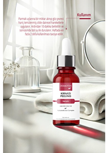 Kırmızı Peeling Serum 30 ml AHA %10 BHA %2 Hyaluronik Asit ile Hassas Ciltler İçin indirimleri