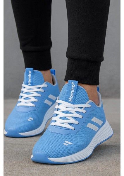 Unisex Bağcıklı Triko Poli Taban Spor Ayakkabı-Mavi fiyatları