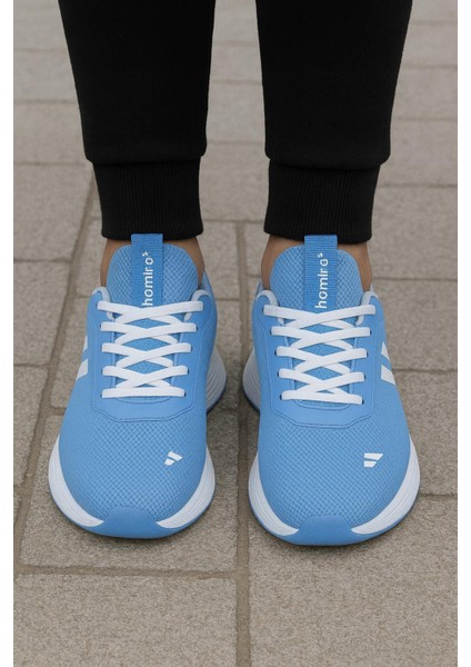 Unisex Bağcıklı Triko Poli Taban Spor Ayakkabı-Mavi modelleri