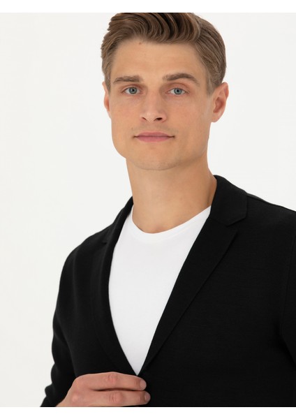 Erkek Siyah Slim Fit Yün Karışımlı Düğmeli Triko Hırka 50277418-VR046 fiyatları