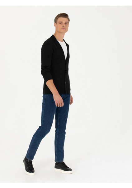 Erkek Siyah Slim Fit Yün Karışımlı Düğmeli Triko Hırka 50277418-VR046 fırsatları