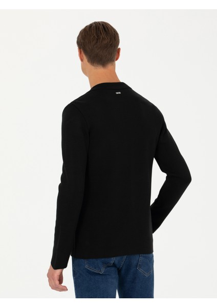 Erkek Siyah Slim Fit Yün Karışımlı Düğmeli Triko Hırka 50277418-VR046 indirimleri