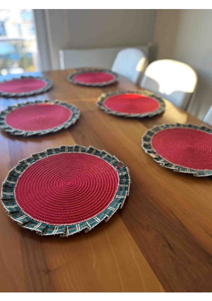 Yeni Yıl, Yılbaşı Konsept, Simli Kurdele Detaylı Kırmızı 6 Lı Jüt Supla Amerikan Servis fiyatları