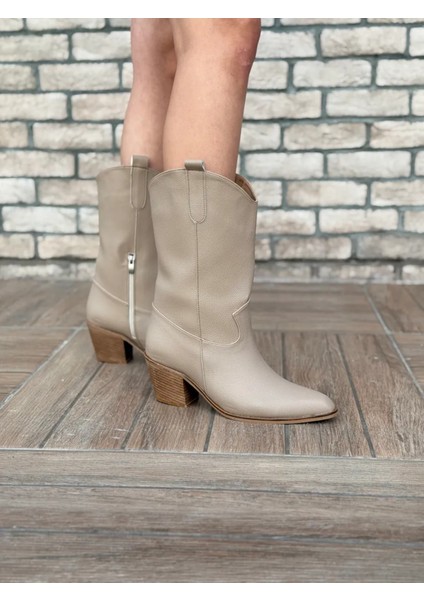 Alora Büyük Numara Uzun Kovboy Kadın Botu Suni Deri Western Stil