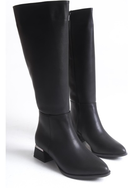 Kadın Fermuarlı Düz Topuk Çizme - Siyah indirimleri