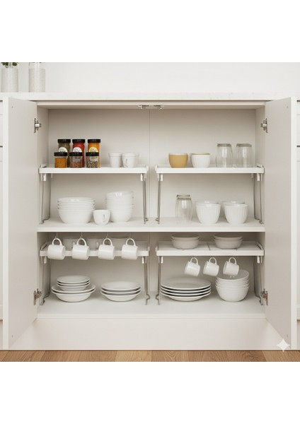 2 Adet Katlı Tezgah Üstü-Dolap Içi Mutfak Rafı ve Düzenleyici Organizer2 modelleri