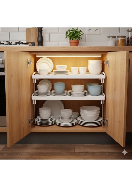 2 Adet Katlı Tezgah Üstü-Dolap Içi Mutfak Rafı ve Düzenleyici Organizer2