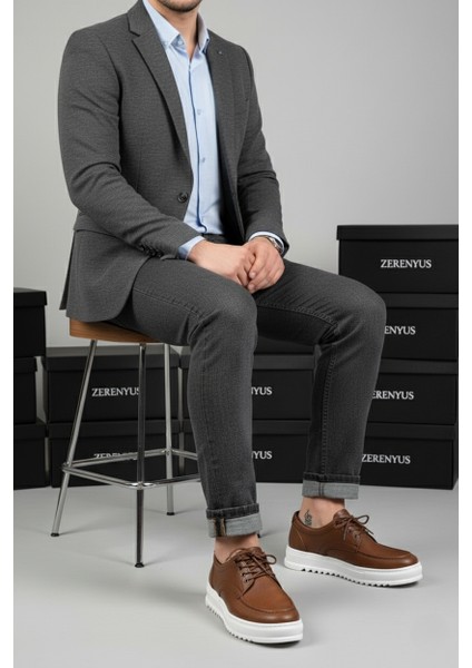 ZRJ-T12 Bağcıklı Erkek Günlük Spor Klasik Ayakkabı Taba