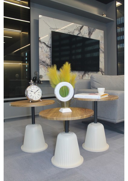 Milano Zigon Sehpa Ceviz Mdf - Zigon Sehpa 3'lü