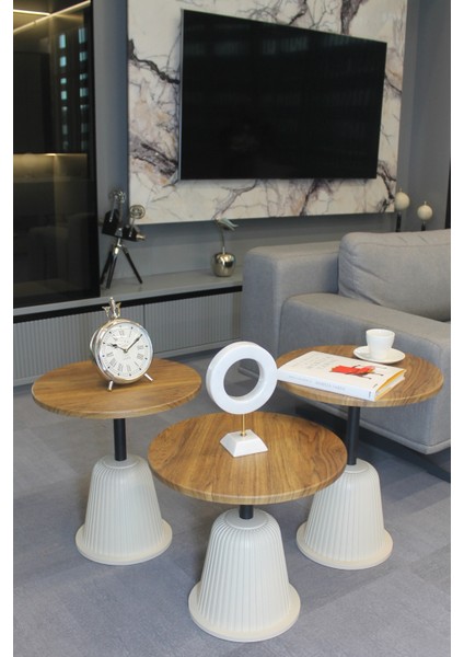 Milano Zigon Sehpa Ceviz Mdf - Zigon Sehpa 3'lü modelleri