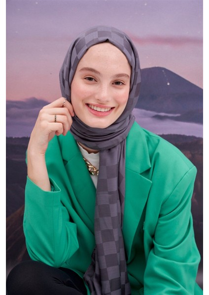 Dama Jakar Italyan Ipekli Şal Gri