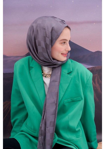 Dama Jakar Italyan Ipekli Şal Gri