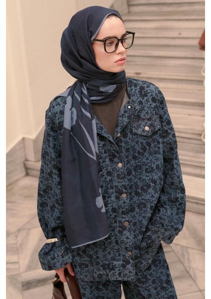 Floral Monogram Desen Jean Ceket