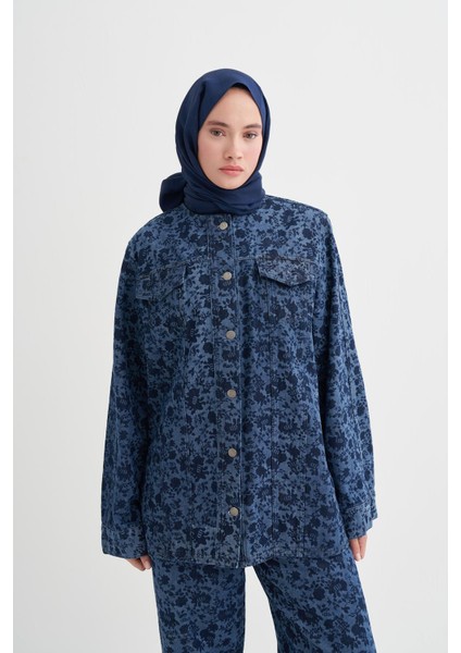 Floral Monogram Desen Jean Ceket fiyatları