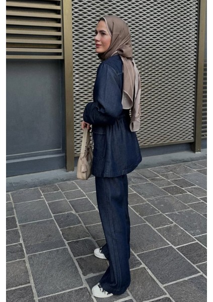 Elif Topdağ'ın Tercihi Gwen Tensel Denim Pantolon Koyu Mavi