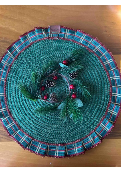 Yeni Yıl, Yılbaşı Konsept, Simli Kurdele Detaylı Yeşil 6 Lı Jüt Supla Amerikan Servis fiyatları